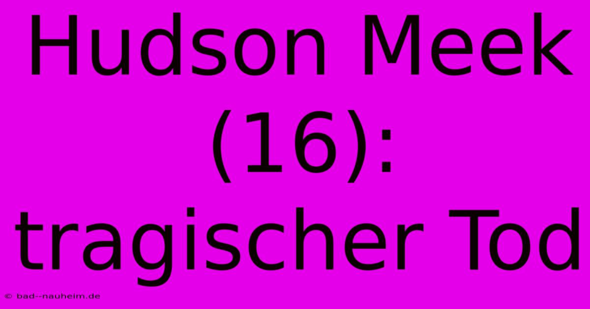 Hudson Meek (16):  Tragischer Tod