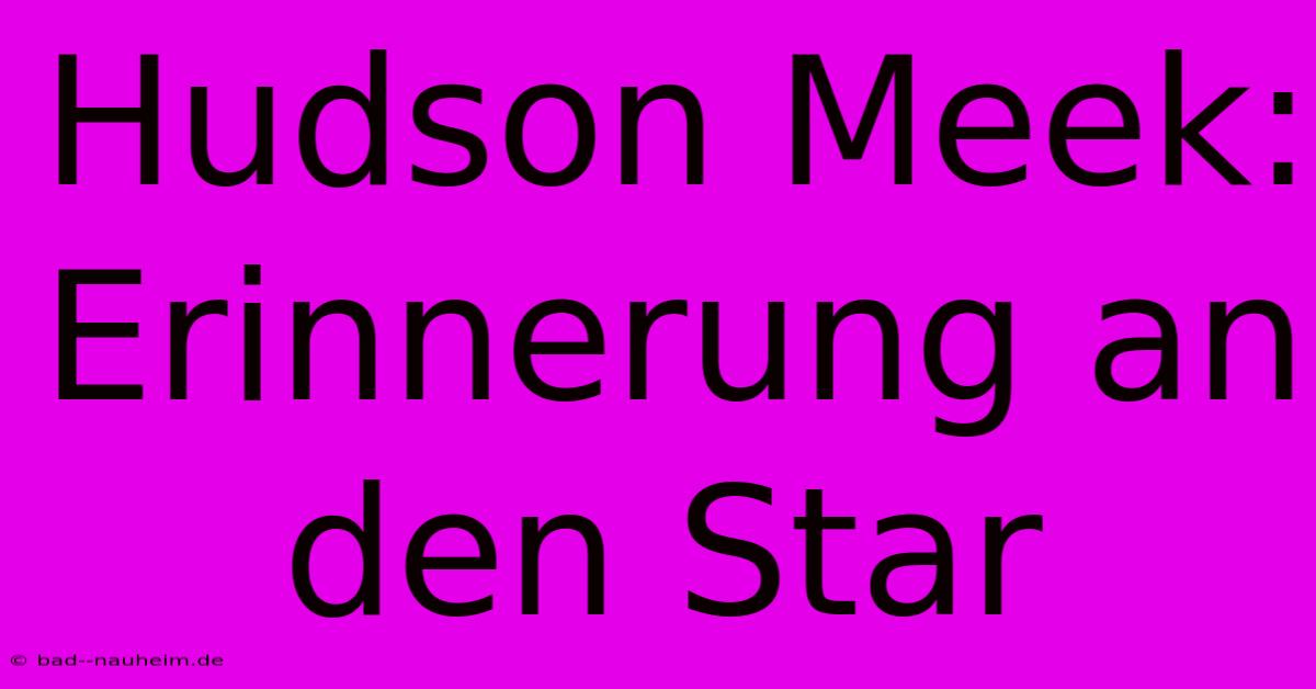 Hudson Meek: Erinnerung An Den Star