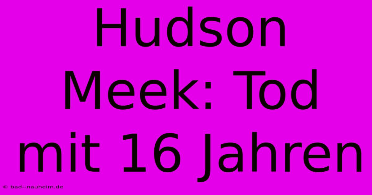 Hudson Meek: Tod Mit 16 Jahren