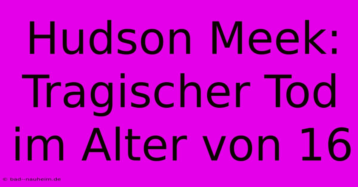 Hudson Meek: Tragischer Tod Im Alter Von 16