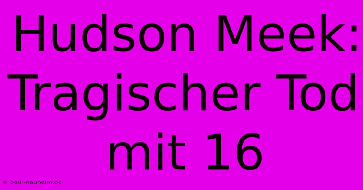 Hudson Meek: Tragischer Tod Mit 16