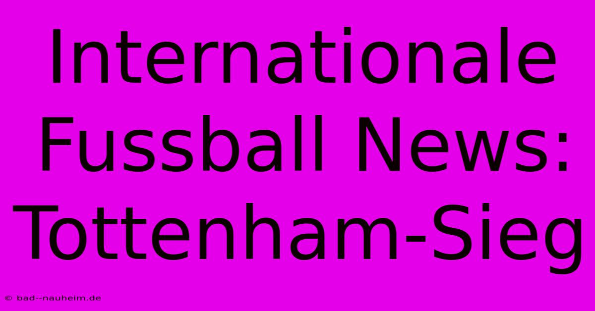 Internationale Fussball News: Tottenham-Sieg