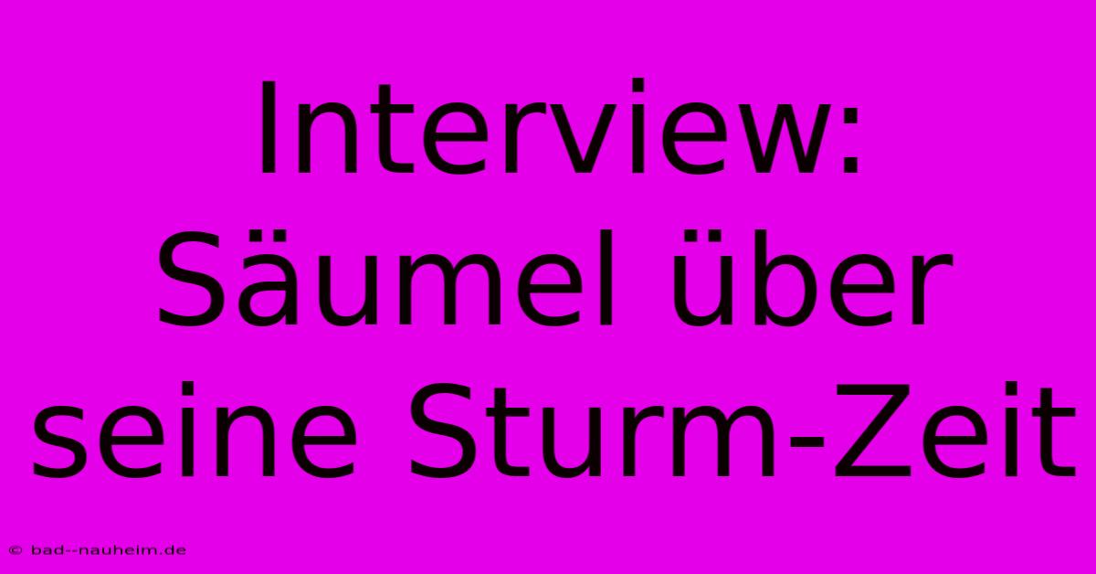 Interview: Säumel Über Seine Sturm-Zeit