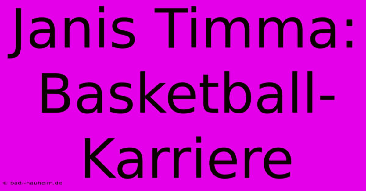 Janis Timma:  Basketball-Karriere