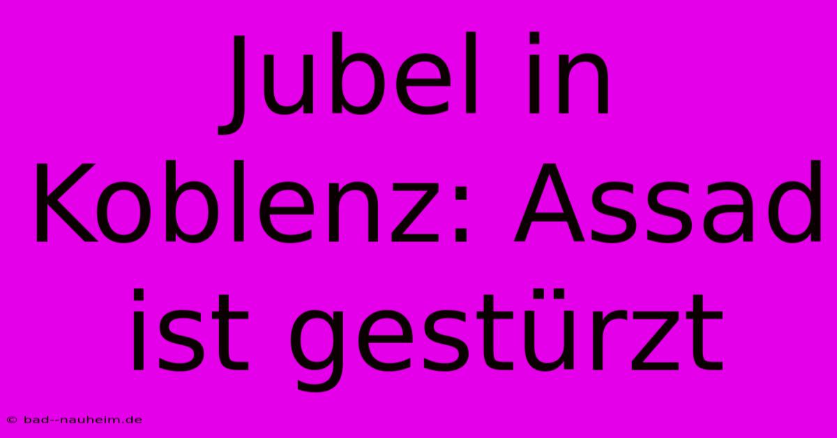 Jubel In Koblenz: Assad Ist Gestürzt