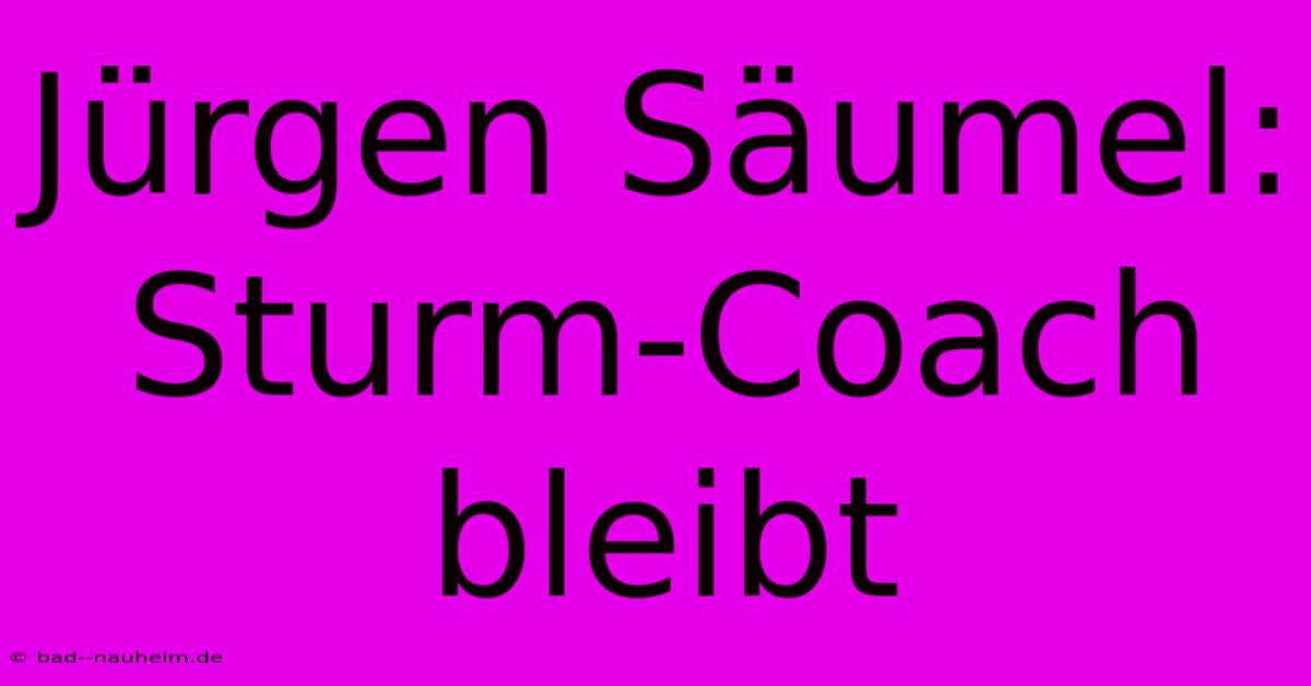 Jürgen Säumel: Sturm-Coach Bleibt