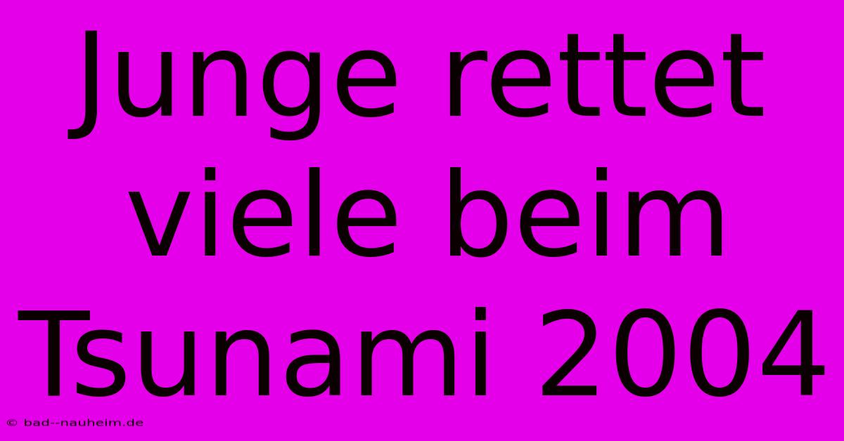 Junge Rettet Viele Beim Tsunami 2004