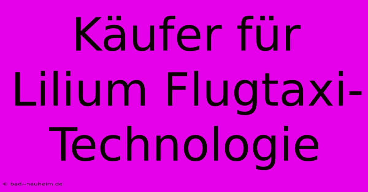 Käufer Für Lilium Flugtaxi-Technologie