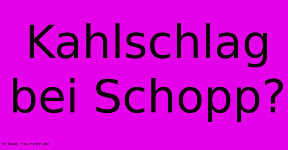 Kahlschlag Bei Schopp?