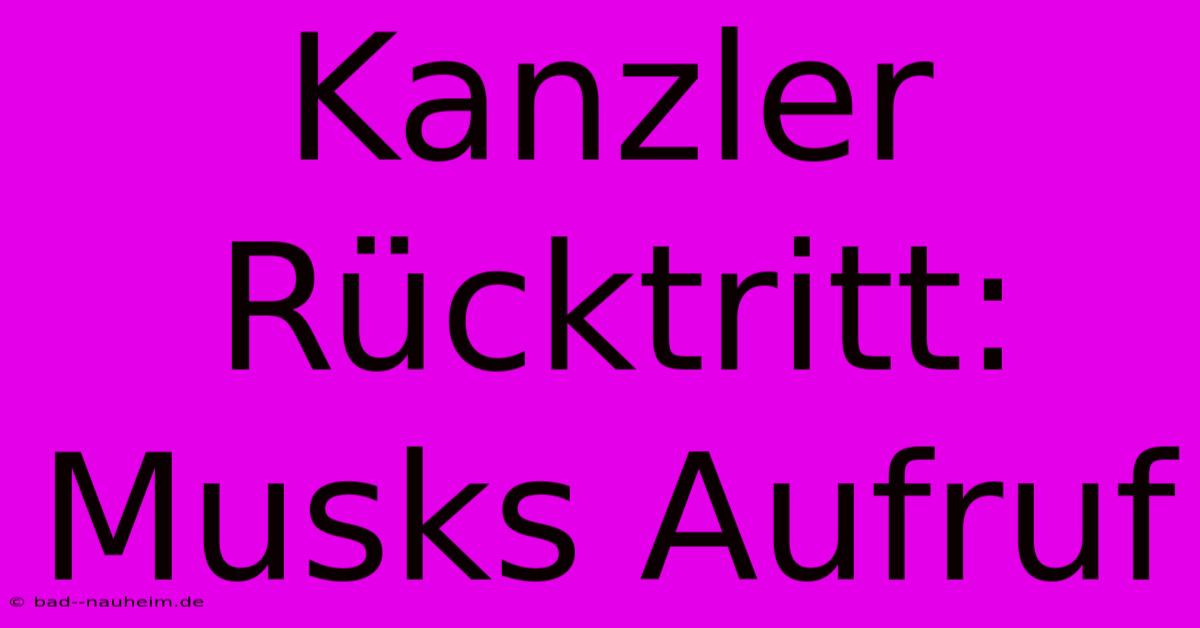 Kanzler Rücktritt: Musks Aufruf