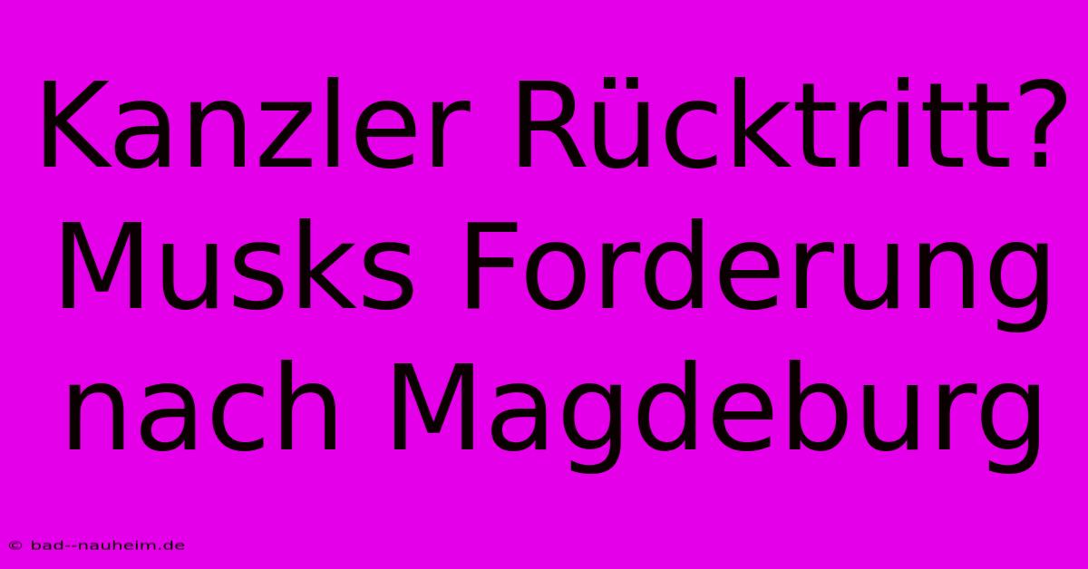 Kanzler Rücktritt? Musks Forderung Nach Magdeburg