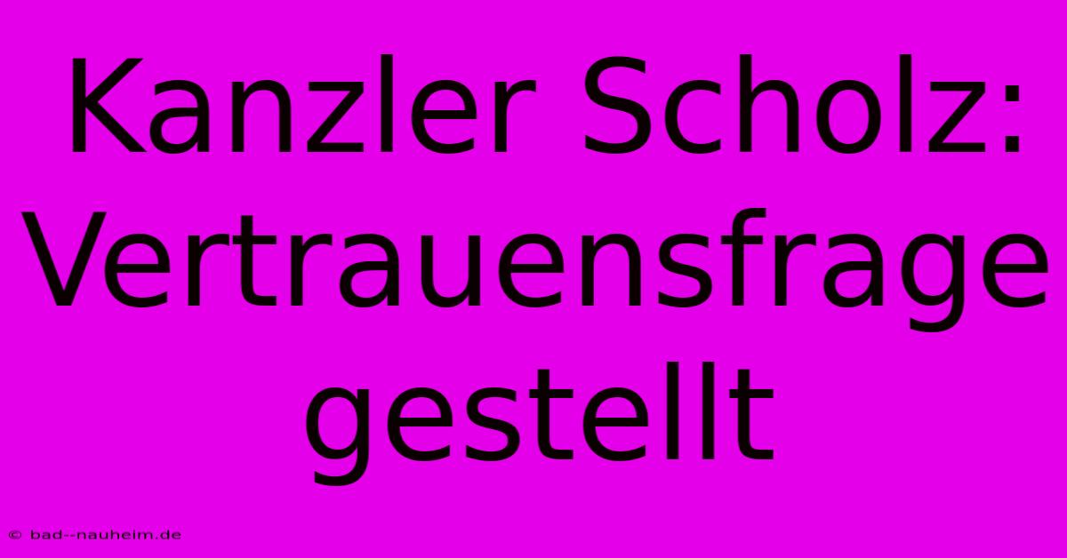 Kanzler Scholz: Vertrauensfrage Gestellt