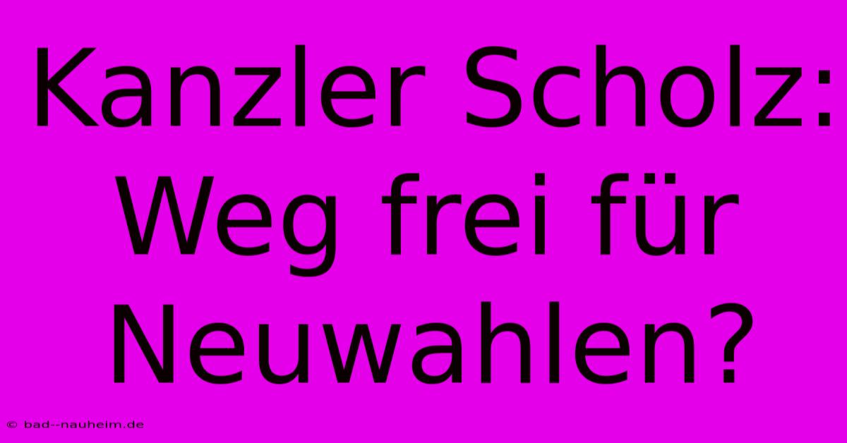 Kanzler Scholz: Weg Frei Für Neuwahlen?