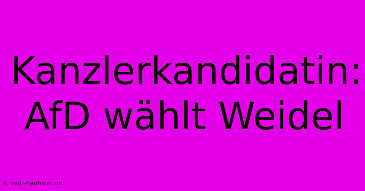 Kanzlerkandidatin: AfD Wählt Weidel