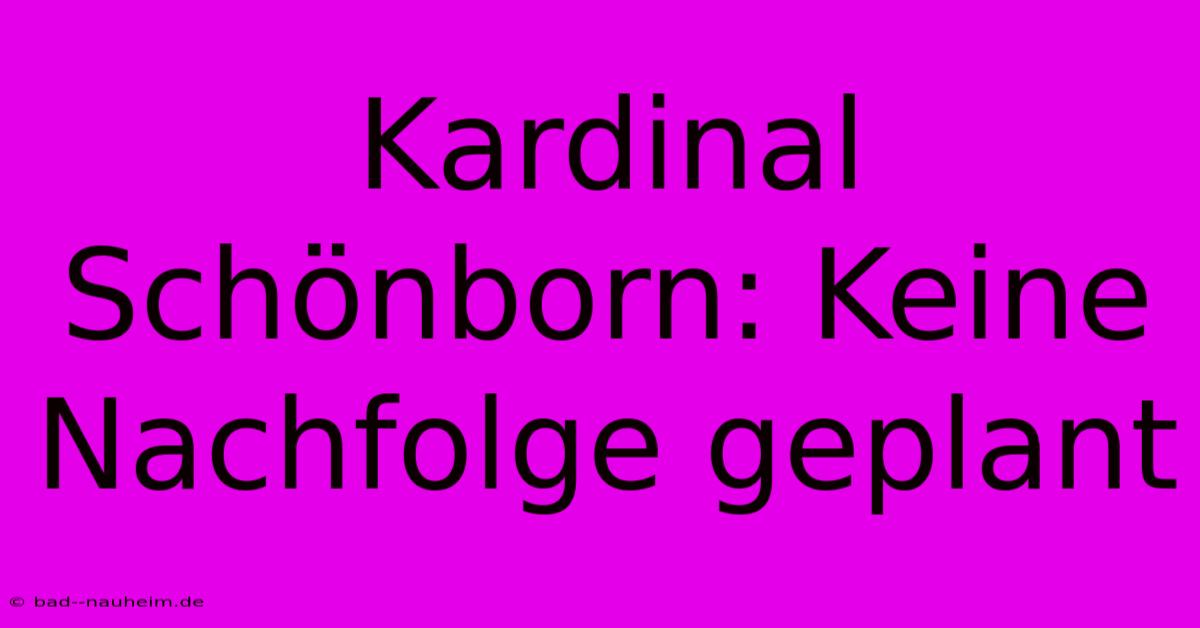 Kardinal Schönborn: Keine Nachfolge Geplant