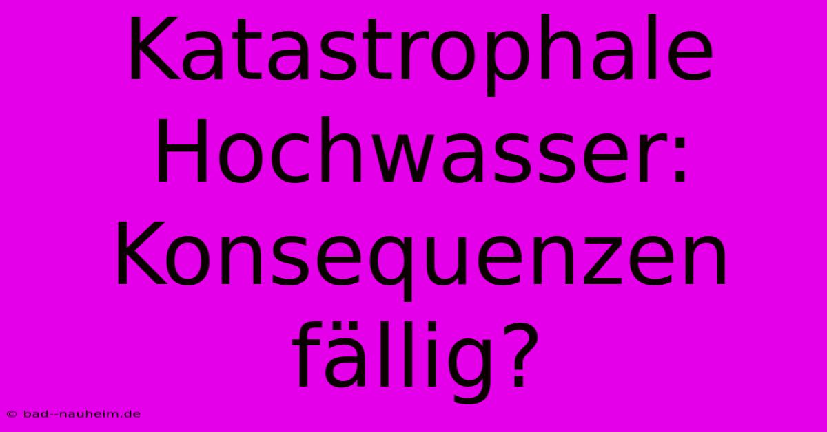 Katastrophale Hochwasser: Konsequenzen Fällig?