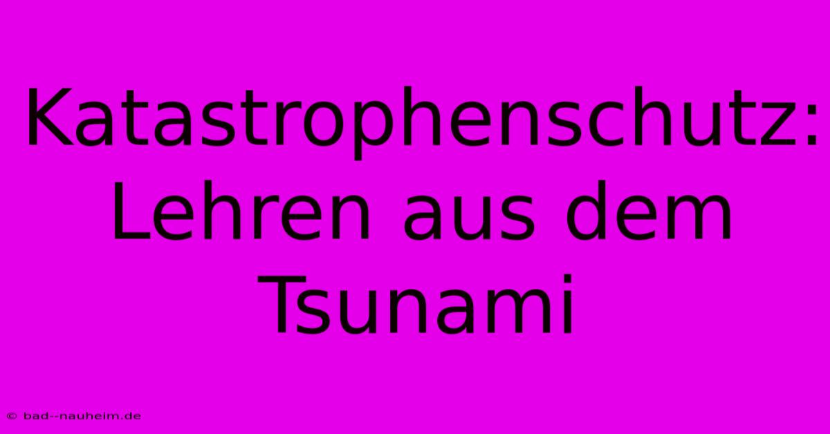 Katastrophenschutz: Lehren Aus Dem Tsunami