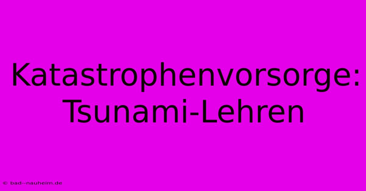 Katastrophenvorsorge: Tsunami-Lehren