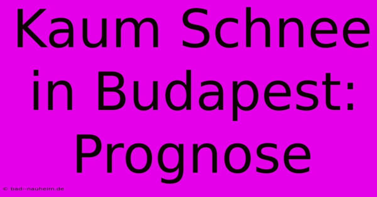 Kaum Schnee In Budapest: Prognose