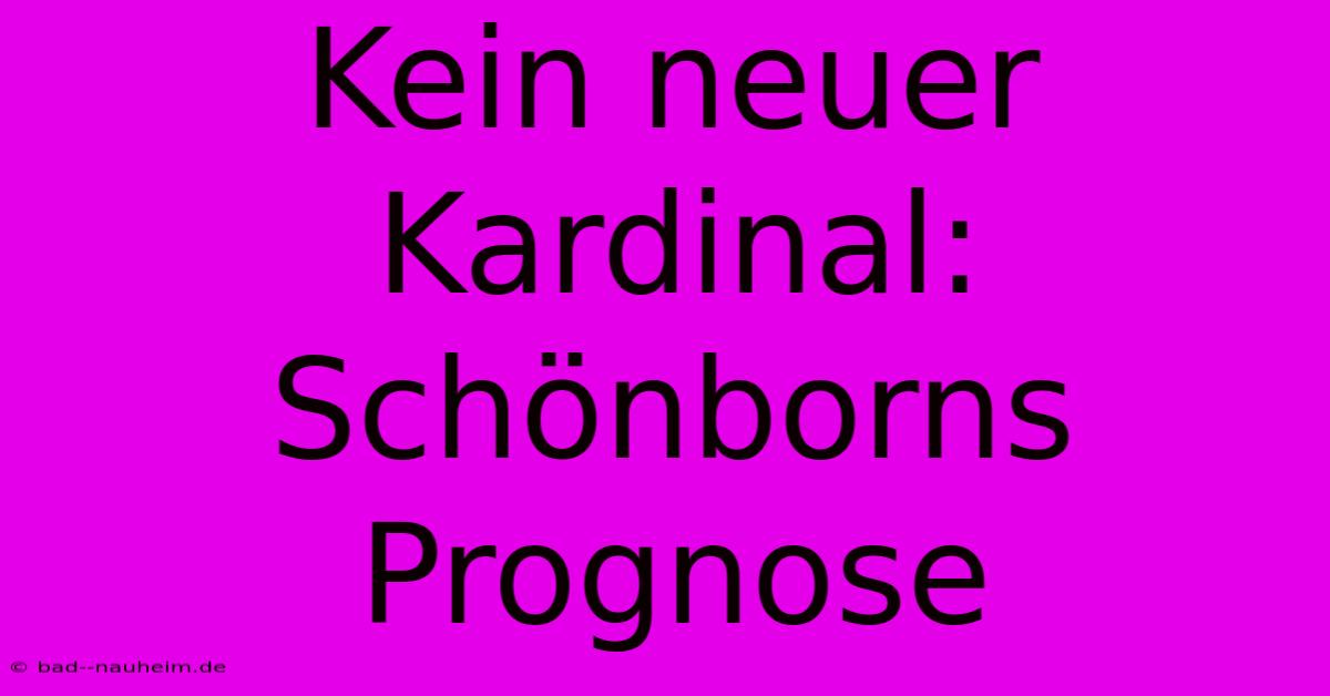 Kein Neuer Kardinal:  Schönborns Prognose