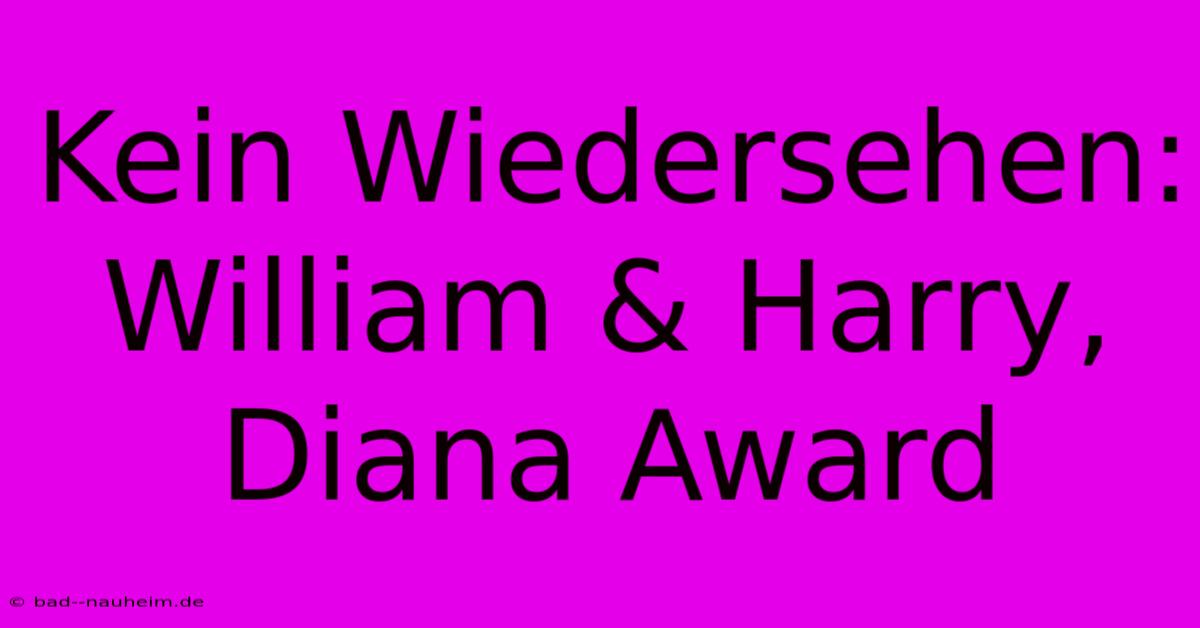 Kein Wiedersehen: William & Harry, Diana Award