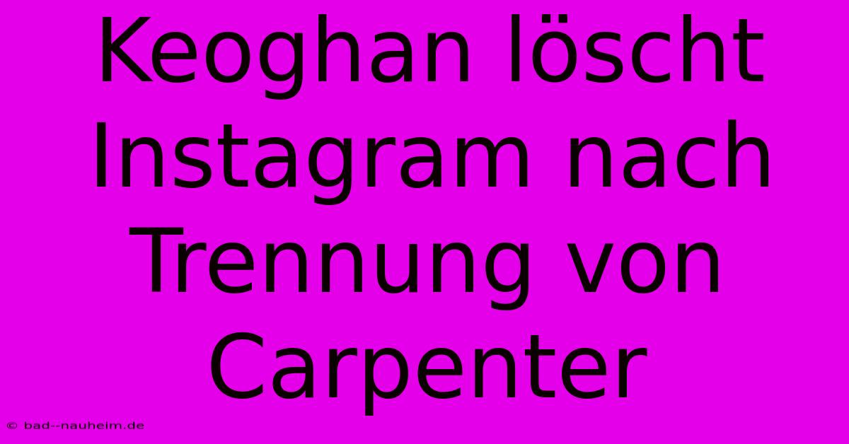 Keoghan Löscht Instagram Nach Trennung Von Carpenter