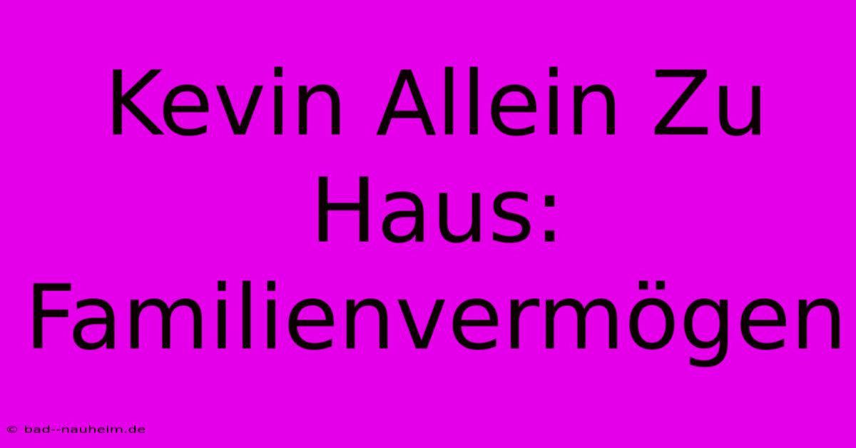 Kevin Allein Zu Haus: Familienvermögen