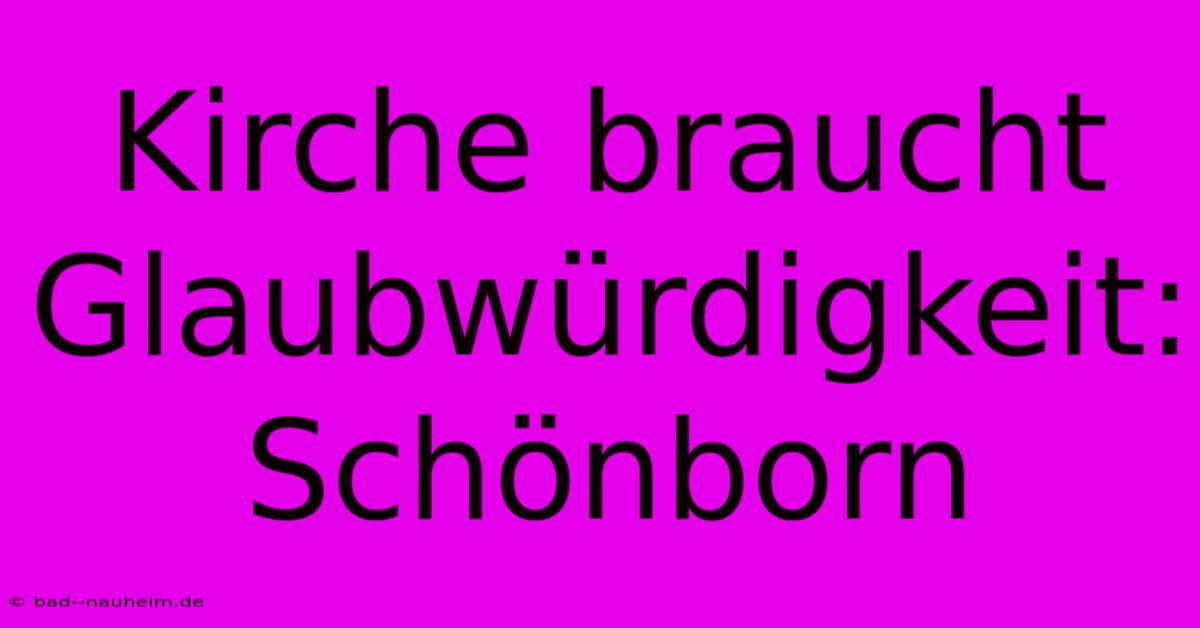 Kirche Braucht Glaubwürdigkeit: Schönborn