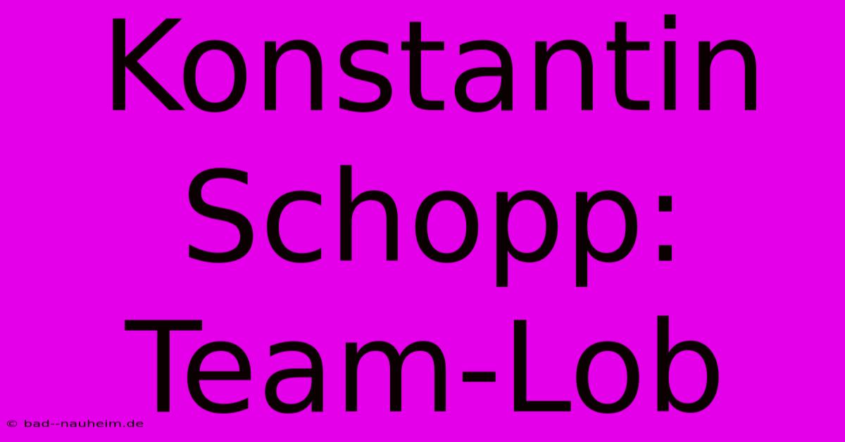 Konstantin Schopp: Team-Lob