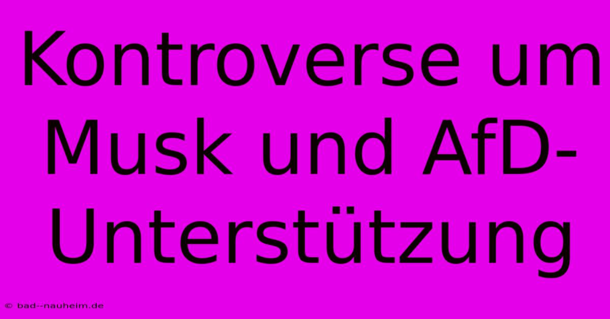 Kontroverse Um Musk Und AfD-Unterstützung