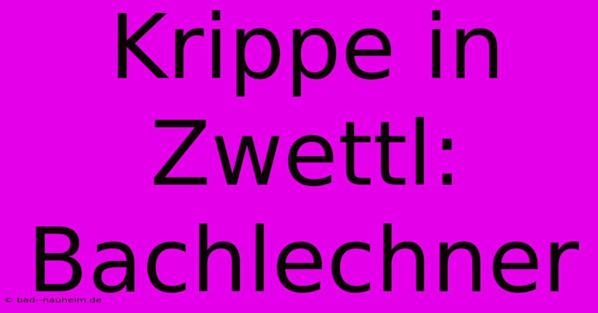 Krippe In Zwettl: Bachlechner