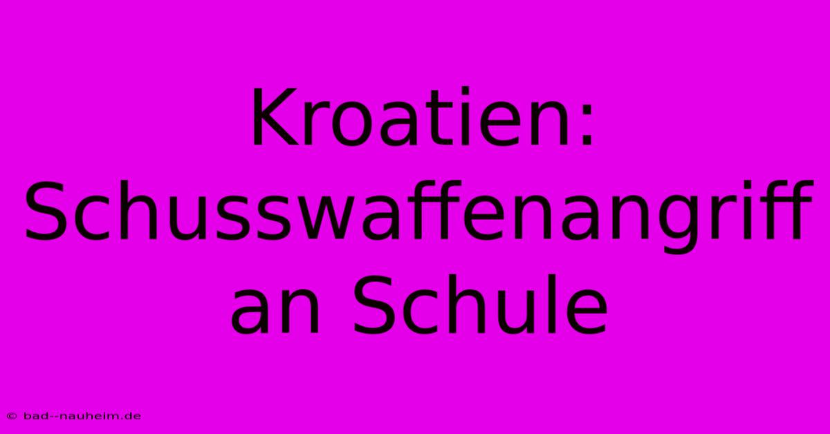 Kroatien: Schusswaffenangriff An Schule