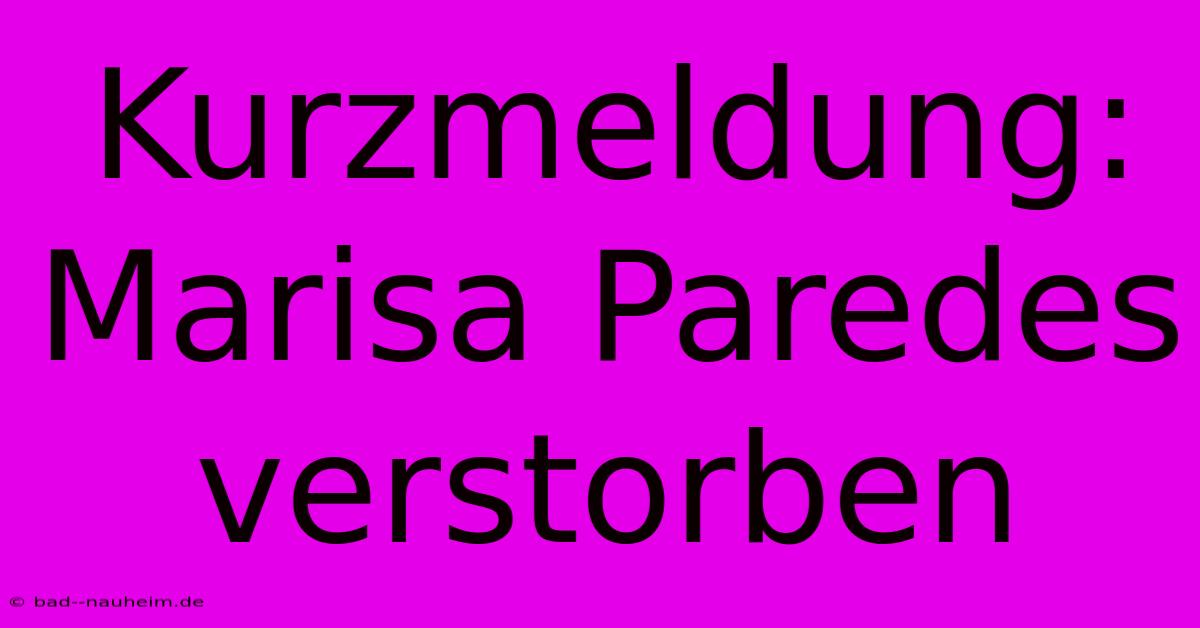 Kurzmeldung: Marisa Paredes Verstorben