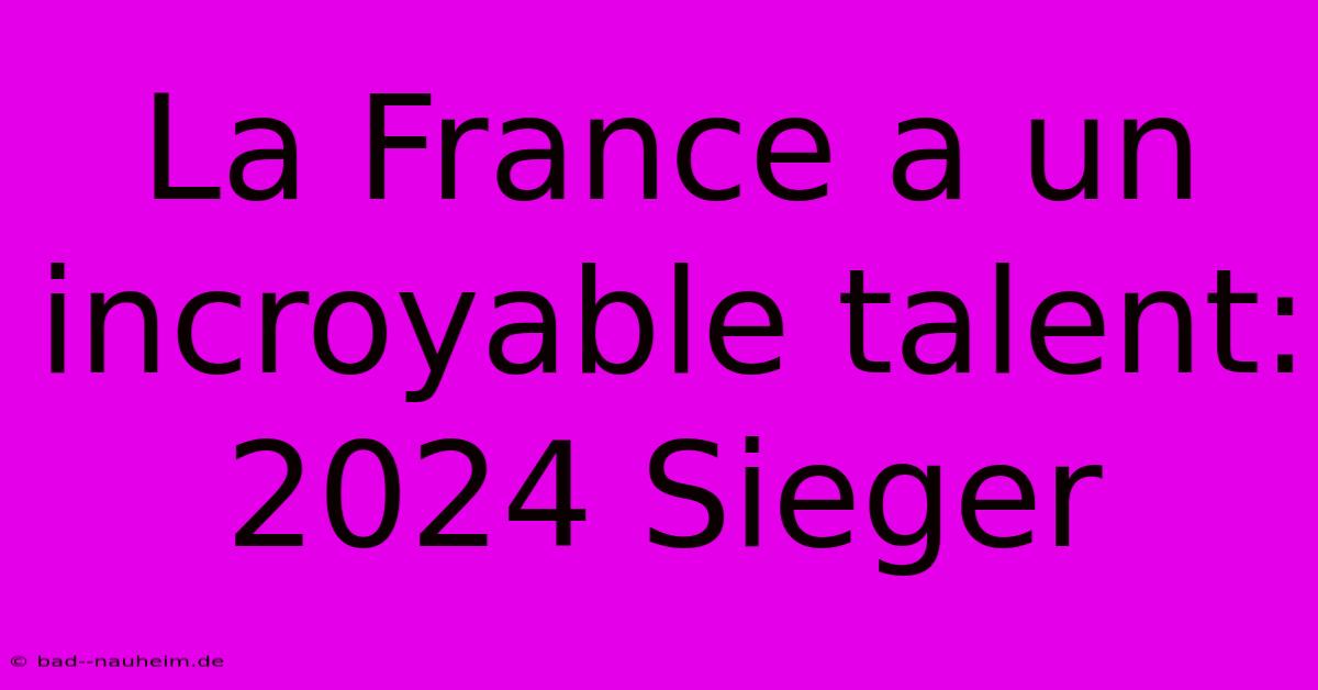 La France A Un Incroyable Talent:  2024 Sieger