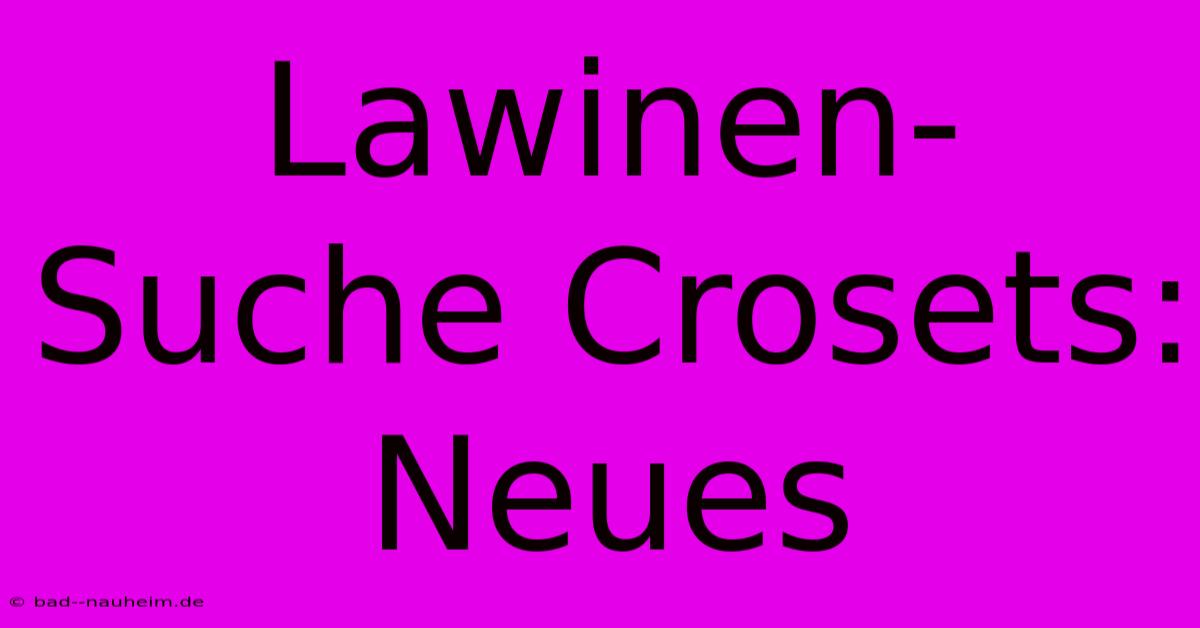 Lawinen-Suche Crosets: Neues