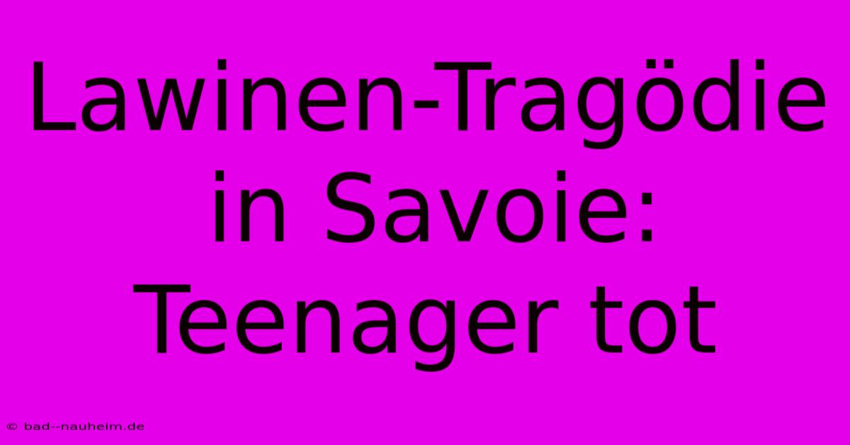 Lawinen-Tragödie In Savoie: Teenager Tot