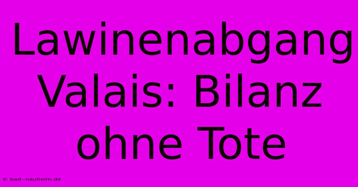 Lawinenabgang Valais: Bilanz Ohne Tote