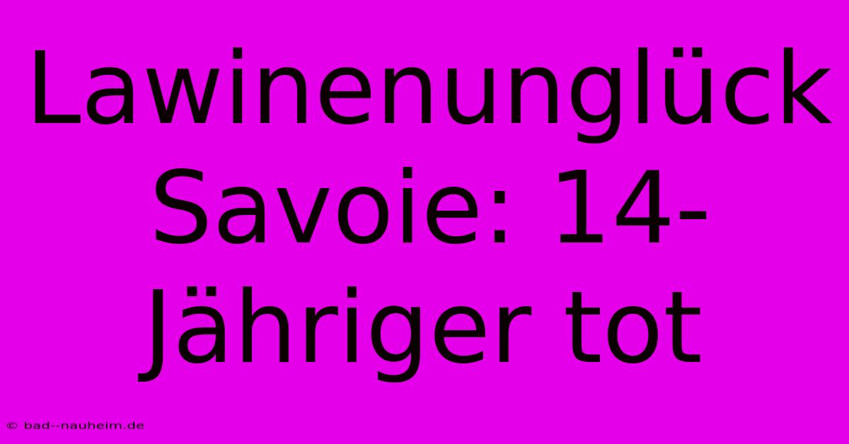 Lawinenunglück Savoie: 14-Jähriger Tot