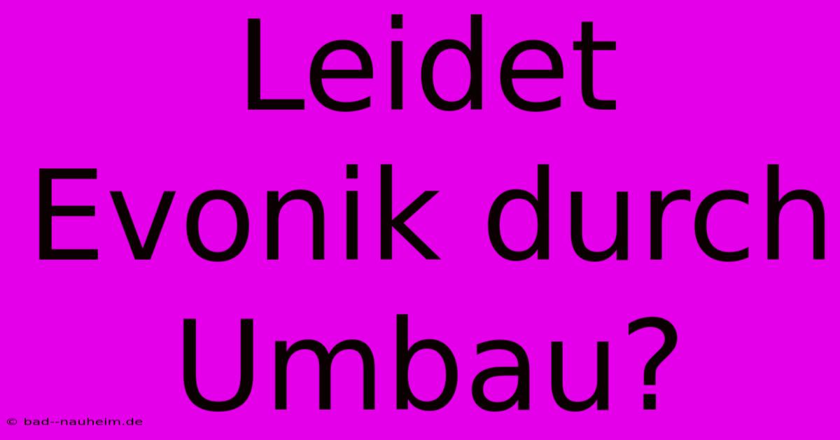 Leidet Evonik Durch Umbau?