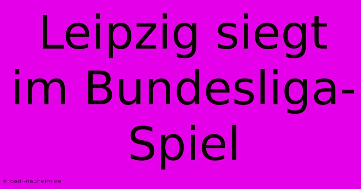 Leipzig Siegt Im Bundesliga-Spiel