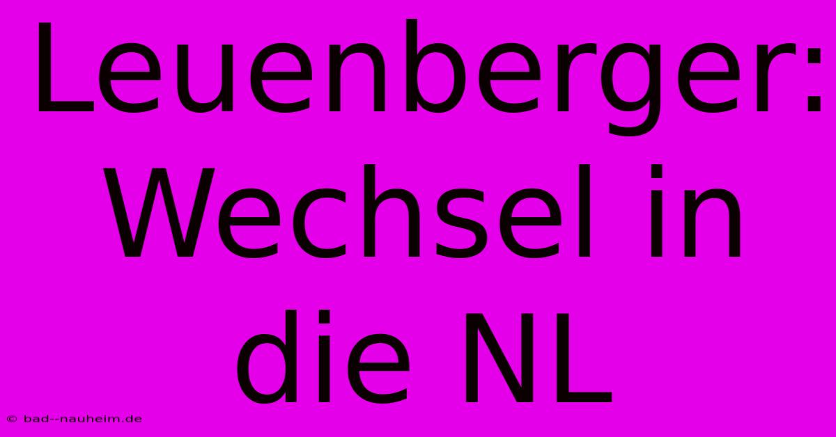 Leuenberger: Wechsel In Die NL