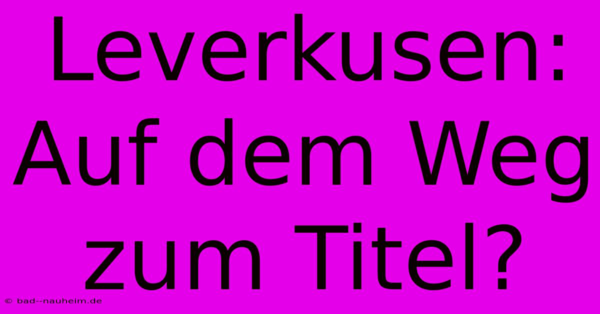 Leverkusen: Auf Dem Weg Zum Titel?