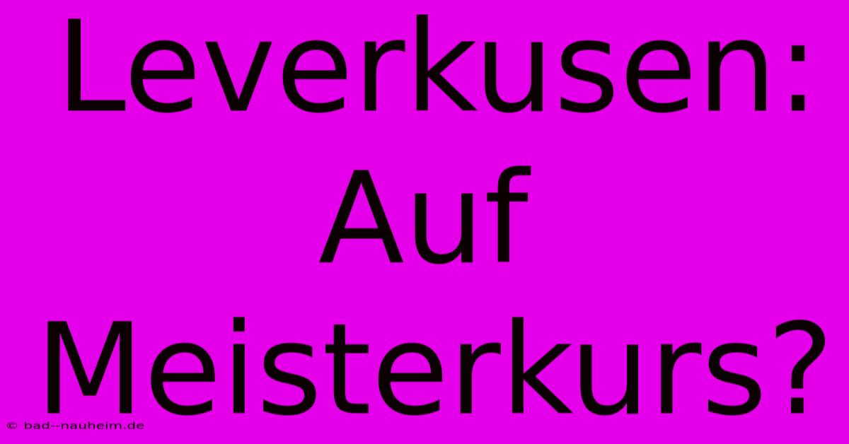 Leverkusen:  Auf Meisterkurs?