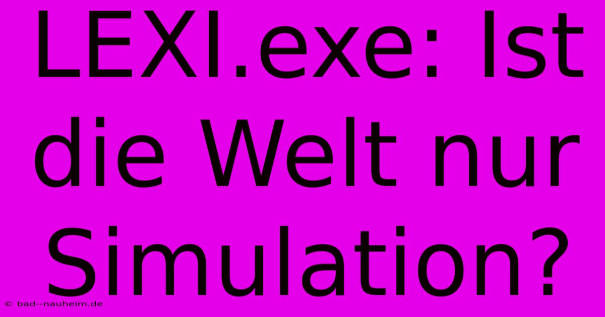 LEXI.exe: Ist Die Welt Nur Simulation?