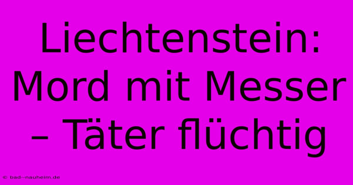 Liechtenstein: Mord Mit Messer – Täter Flüchtig