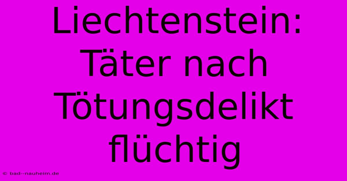 Liechtenstein: Täter Nach Tötungsdelikt Flüchtig