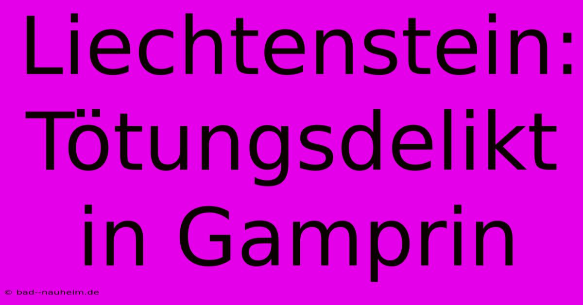 Liechtenstein: Tötungsdelikt In Gamprin