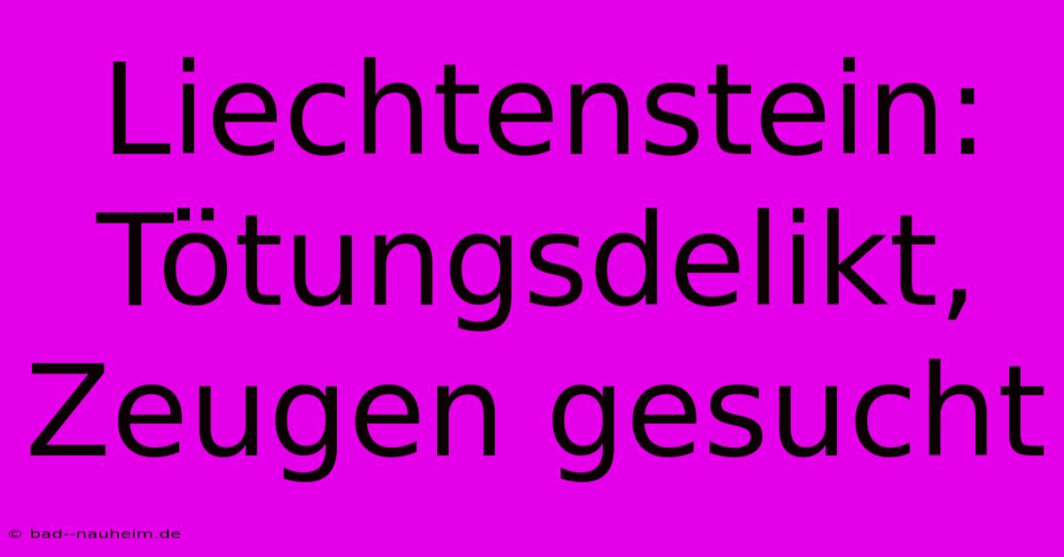 Liechtenstein: Tötungsdelikt, Zeugen Gesucht