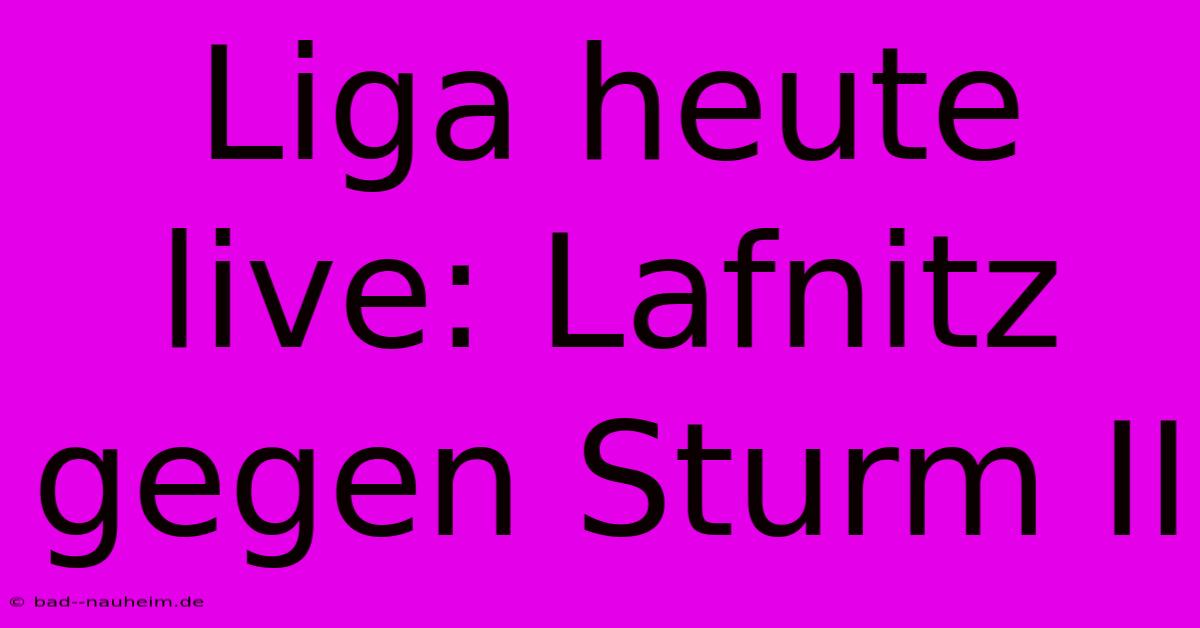 Liga Heute Live: Lafnitz Gegen Sturm II