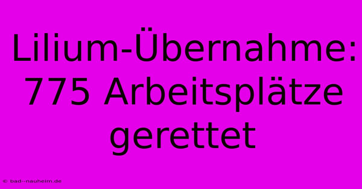 Lilium-Übernahme: 775 Arbeitsplätze Gerettet